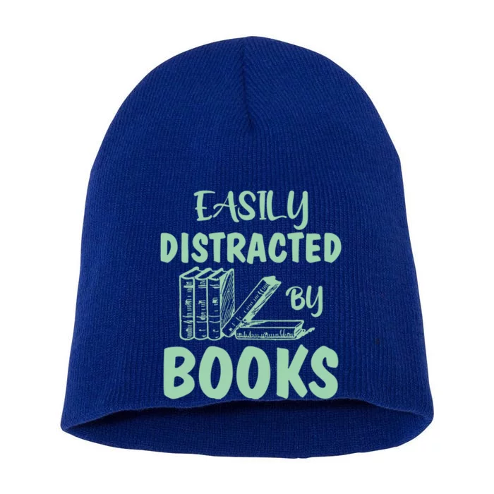 Easily Distracted By Books Bookaholic Bookworm Reading Gift Short Acrylic Beanie