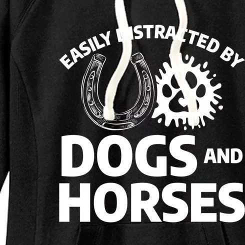 Easily Distracted By Dogs And Horses Horseback Riding Cute Gift Women's Fleece Hoodie