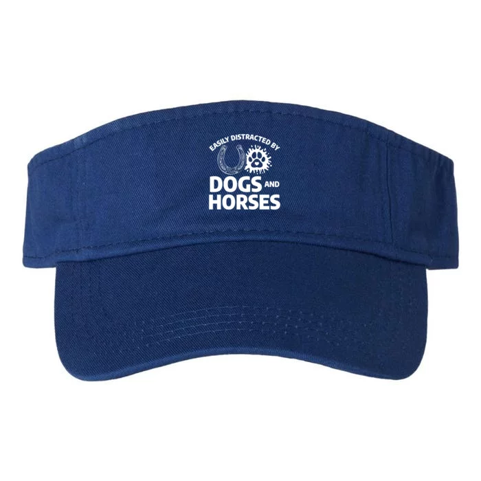 Easily Distracted By Dogs And Horses Horseback Riding Cute Gift Valucap Bio-Washed Visor