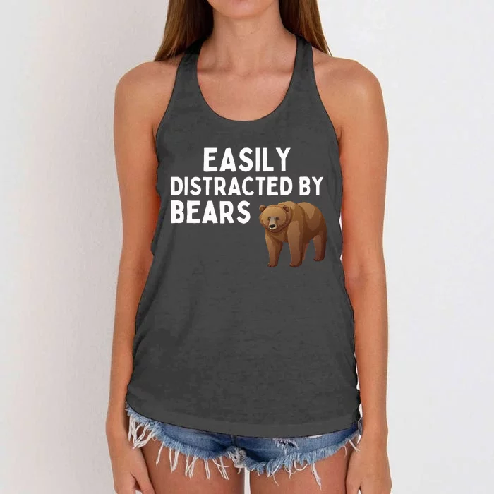 Easily Distracted By Bears Funny Bear Lover Gift Women's Knotted Racerback Tank