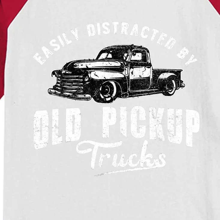 Easily Distracted By Old Pickup Square Body Trucks Lowrider Kids Colorblock Raglan Jersey