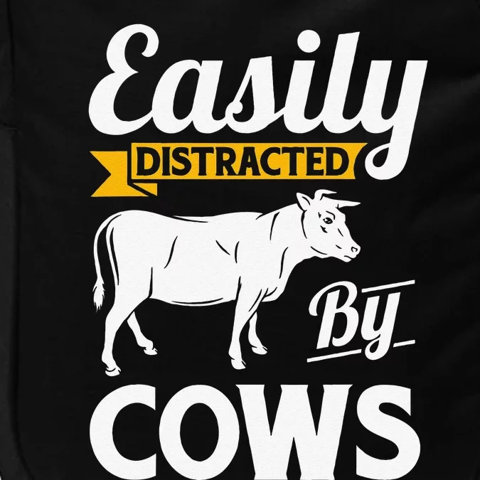 Easily Distracted By Cows Funny Cow Famers Impact Tech Backpack