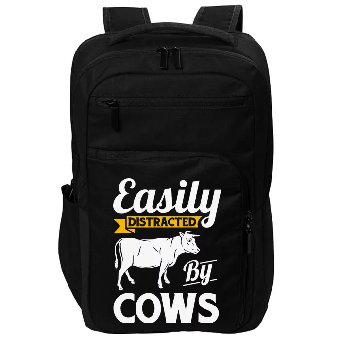 Easily Distracted By Cows Funny Cow Famers Impact Tech Backpack