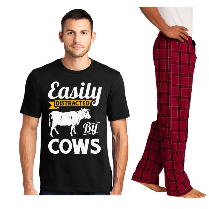 Easily Distracted By Cows Funny Cow Famers Pajama Set