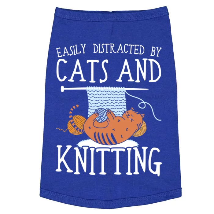 Easily Distracted By Cats And Knitting Crochet Kitty Lover Gift Doggie Tank