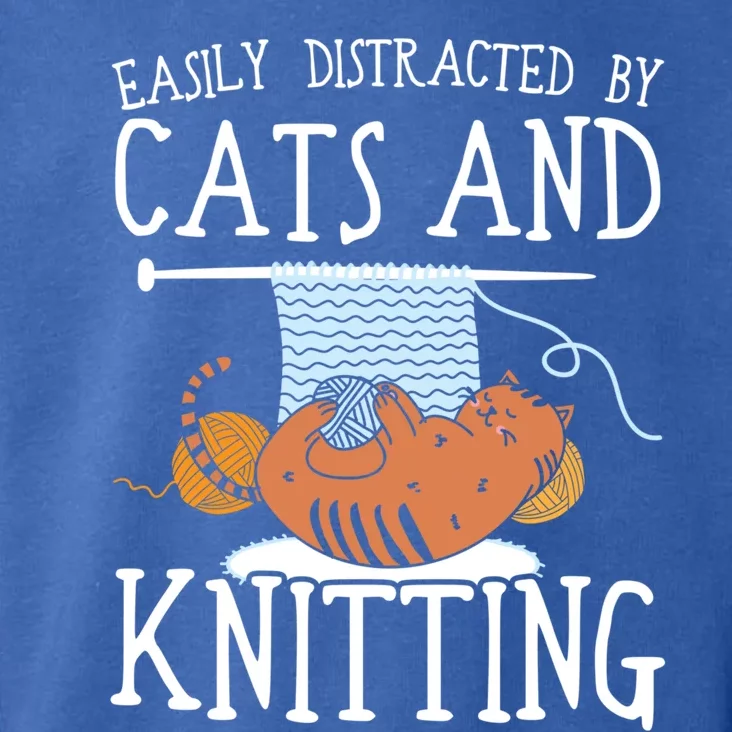 Easily Distracted By Cats And Knitting Crochet Kitty Lover Gift Toddler Hoodie