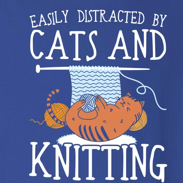 Easily Distracted By Cats And Knitting Crochet Kitty Lover Gift Toddler Long Sleeve Shirt