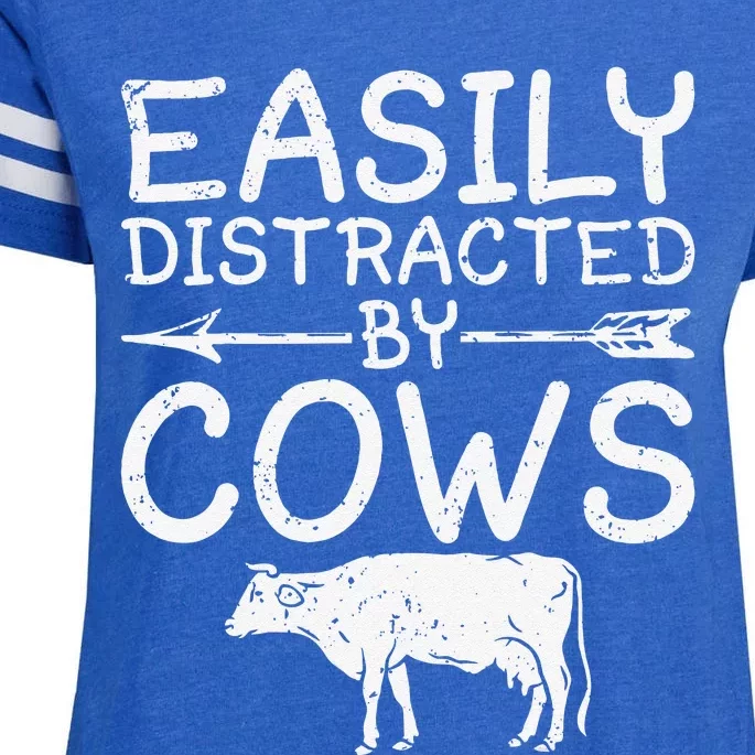 Easily Distracted by Cows funny Cow Famer Enza Ladies Jersey Football T-Shirt