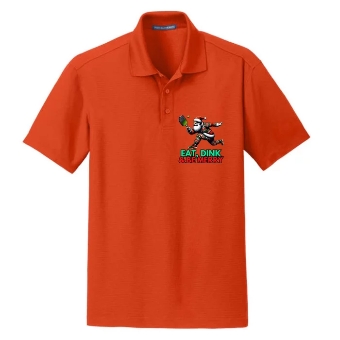 Eat Dink Be Merry Santa Claus Pickleball Christmas Xmas Dry Zone Grid Performance Polo