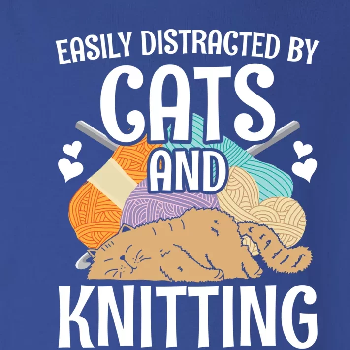 Easily Distracted By Cats And Knitting Crochet Kitty Lover Cute Gift Toddler Long Sleeve Shirt