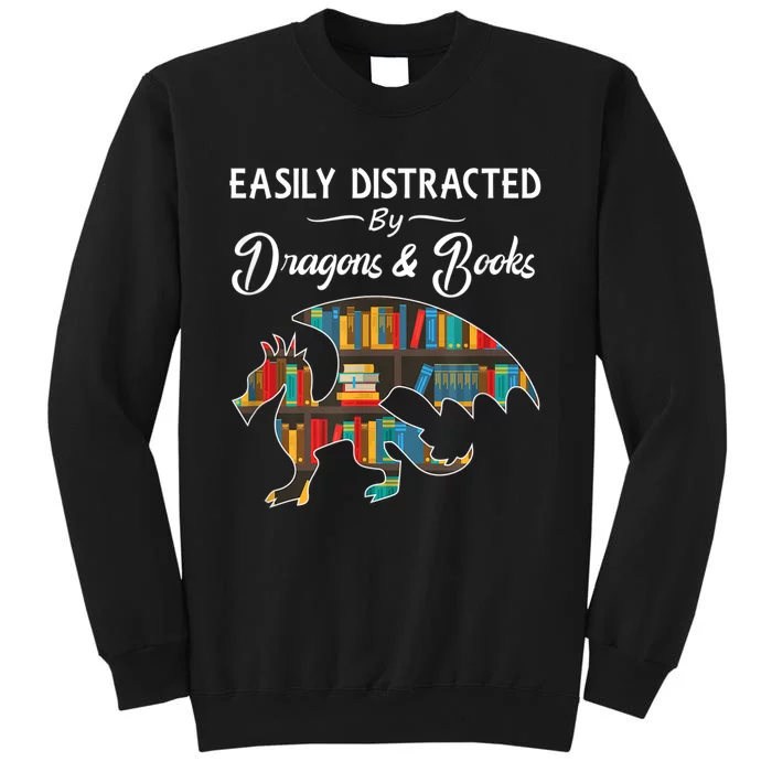 Easily Distracted By Dragons And Books Nerds Book Reader Sweatshirt