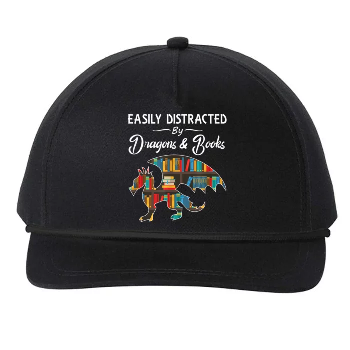 Easily Distracted By Dragons And Books Nerds Book Reader Snapback Five-Panel Rope Hat