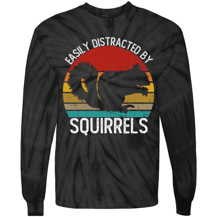 Easily Distracted By Squirrels S Vintage Squirrel Tie-Dye Long Sleeve Shirt