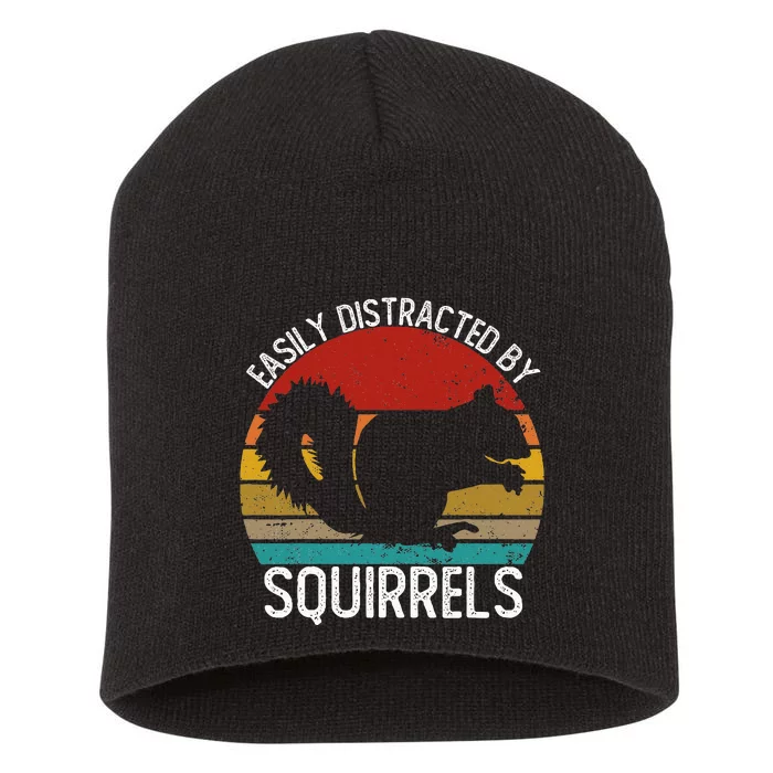 Easily Distracted By Squirrels S Vintage Squirrel Short Acrylic Beanie