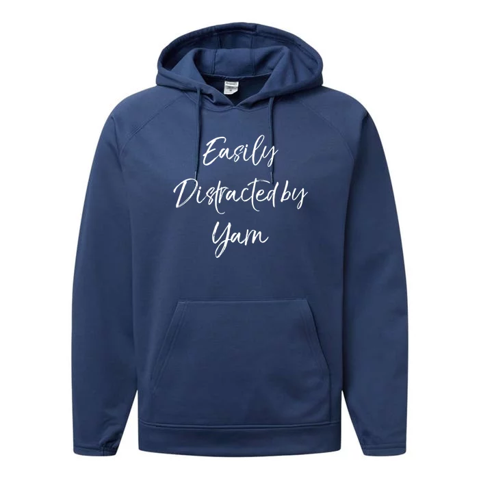 Easily Distracted By Yarn Crocheting Knitting Lovers Cool Gift Performance Fleece Hoodie