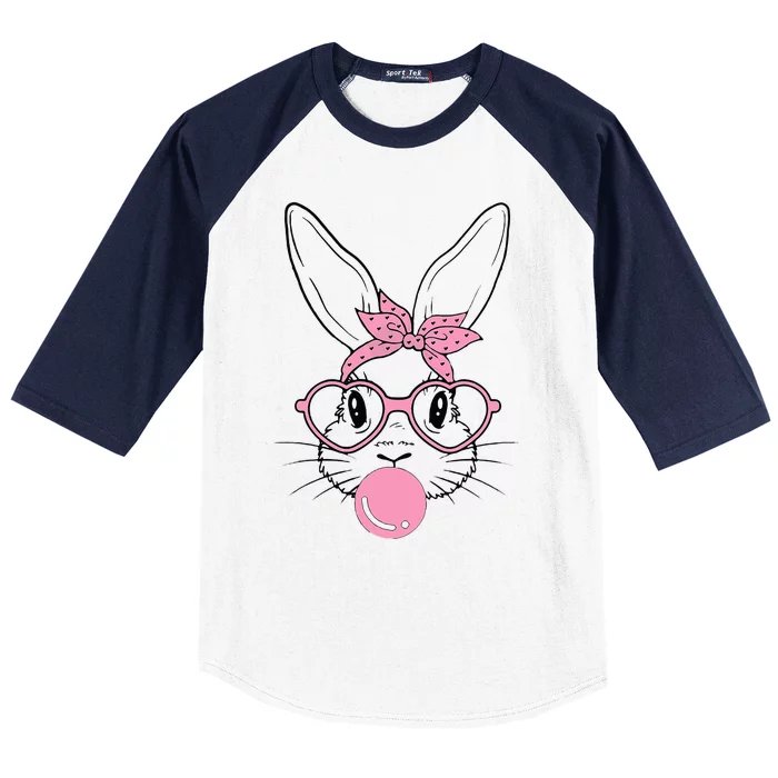 Easter Day Bunny With Heart Glasses Bubblegum Baseball Sleeve Shirt