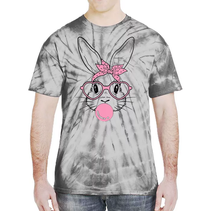 Easter Day Bunny With Heart Glasses Bubblegum Tie-Dye T-Shirt