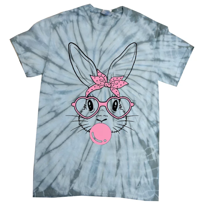 Easter Day Bunny With Heart Glasses Bubblegum Tie-Dye T-Shirt