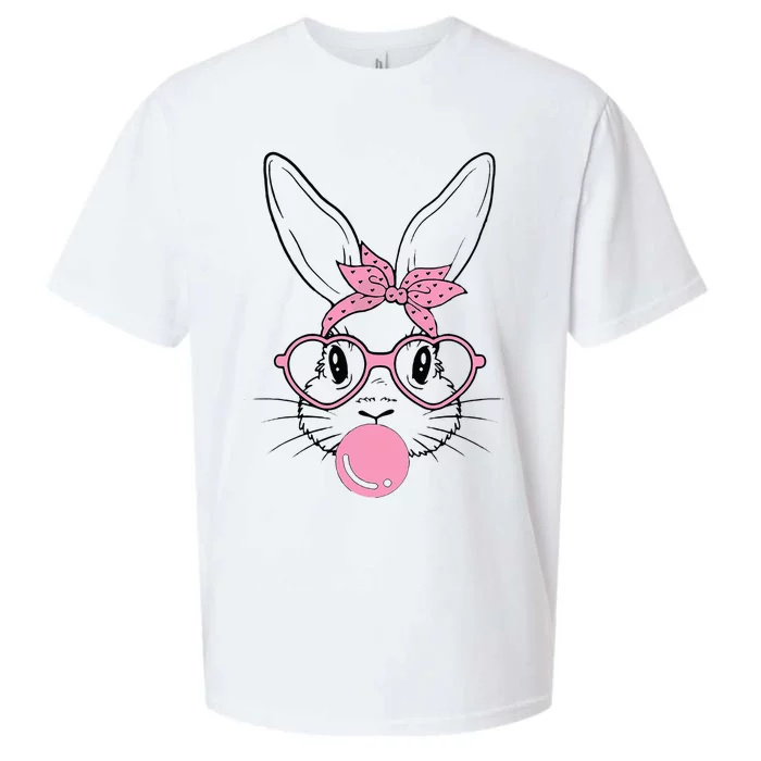 Easter Day Bunny With Heart Glasses Bubblegum Sueded Cloud Jersey T-Shirt