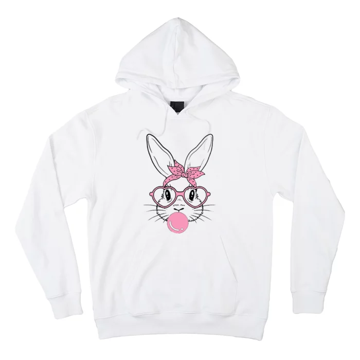 Easter Day Bunny With Heart Glasses Bubblegum Hoodie