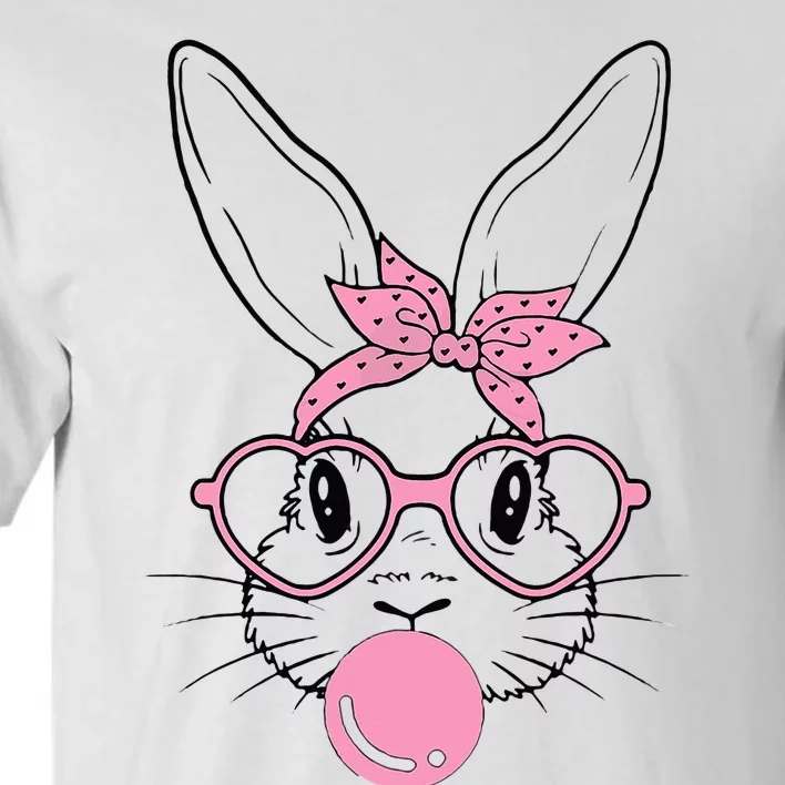 Easter Day Bunny With Heart Glasses Bubblegum Tall T-Shirt