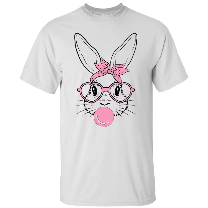 Easter Day Bunny With Heart Glasses Bubblegum Tall T-Shirt