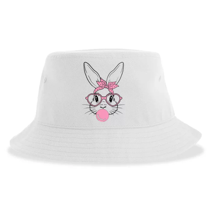 Easter Day Bunny With Heart Glasses Bubblegum Sustainable Bucket Hat