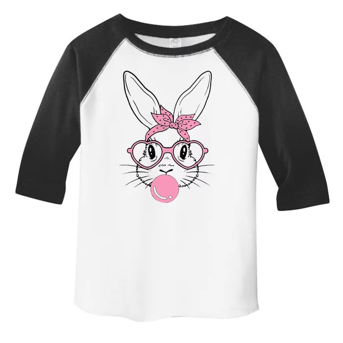 Easter Day Bunny With Heart Glasses Bubblegum Toddler Fine Jersey T-Shirt