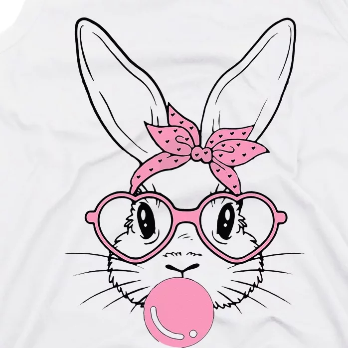 Easter Day Bunny With Heart Glasses Bubblegum Tank Top