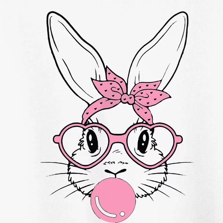 Easter Day Bunny With Heart Glasses Bubblegum Toddler T-Shirt