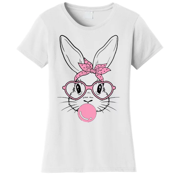 Easter Day Bunny With Heart Glasses Bubblegum Women's T-Shirt