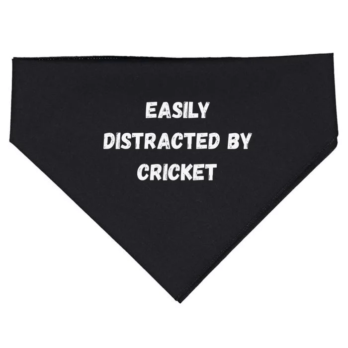 Easily Distracted By Cricket Funny Cricket Coach Player USA-Made Doggie Bandana