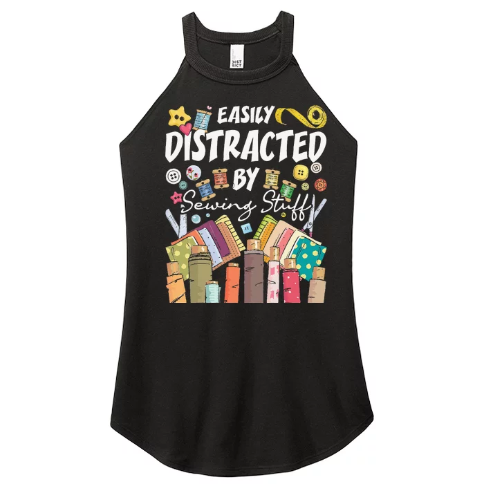 Easily Distracted By Sewing Stuff Seamstress Dressmaker Women’s Perfect Tri Rocker Tank