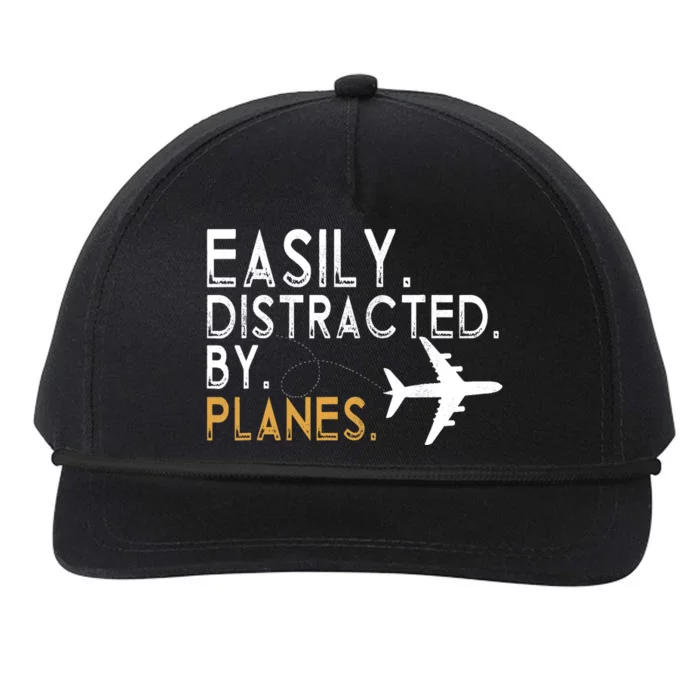 Easily Distracted By Planes Airplane Pilot Lover Snapback Five-Panel Rope Hat