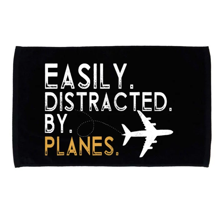 Easily Distracted By Planes Airplane Pilot Lover Microfiber Hand Towel