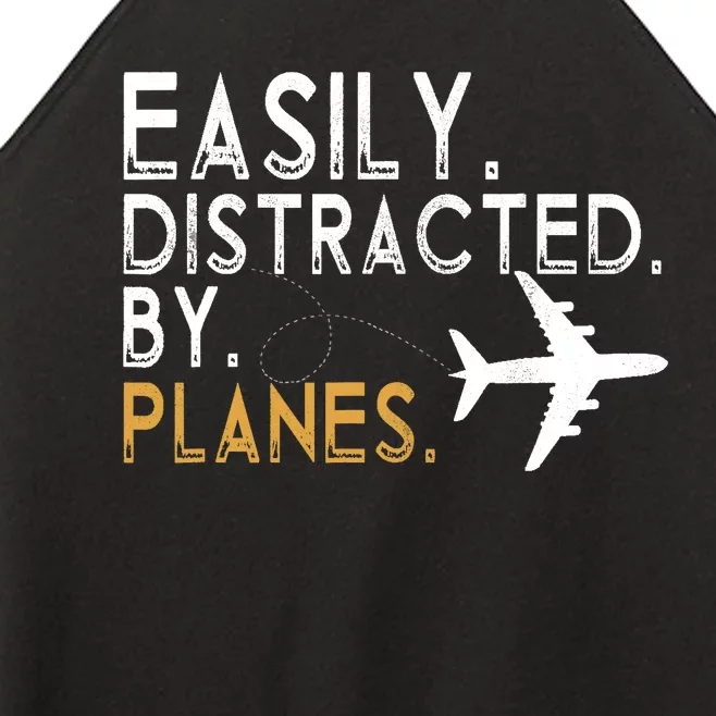 Easily Distracted By Planes Airplane Pilot Lover Women’s Perfect Tri Rocker Tank