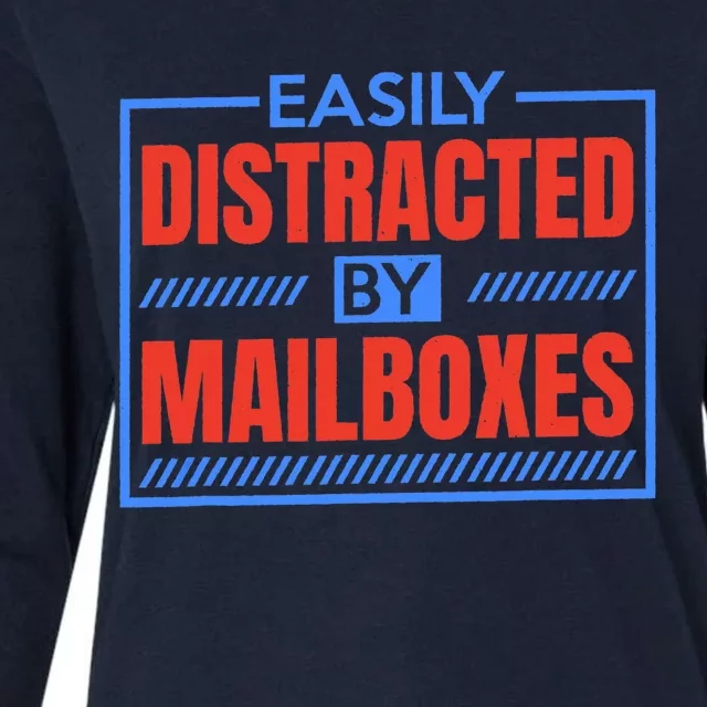 Easily Distracted By Mailboxes, Postman And Mail Carrier Womens Cotton Relaxed Long Sleeve T-Shirt