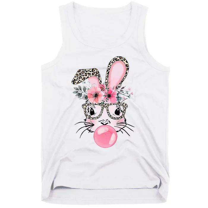 Easter Day Bunny With Leopard Glasses Bubblegum Tank Top