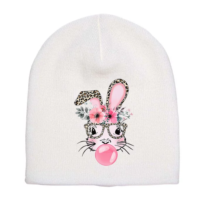 Easter Day Bunny With Leopard Glasses Bubblegum Short Acrylic Beanie