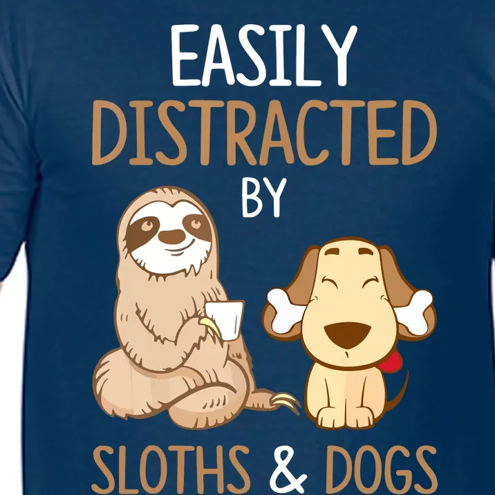 Easily Distracted By Sloths And Dogs Sloth Lover Gift Comfort Colors T-Shirt