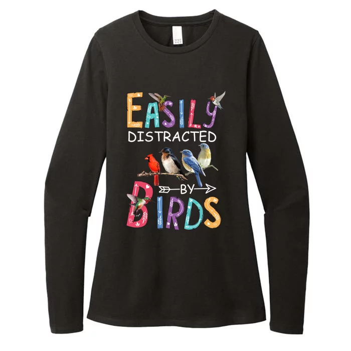 Easily Distracted By Birds Gift Funny Bird Gift Womens CVC Long Sleeve Shirt