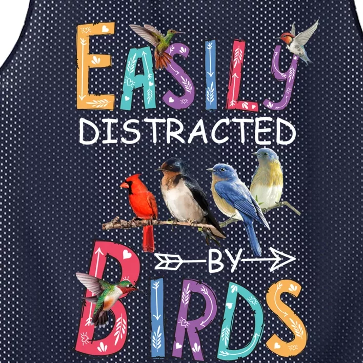 Easily Distracted By Birds Gift Funny Bird Gift Mesh Reversible Basketball Jersey Tank