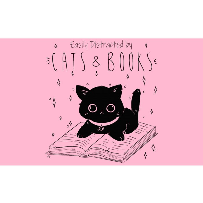 Easily Distracted By Cats And Books Funny Cat & Book Lover Bumper Sticker