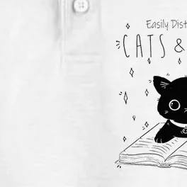 Easily Distracted By Cats And Books Funny Cat & Book Lover Dry Zone Grid Performance Polo