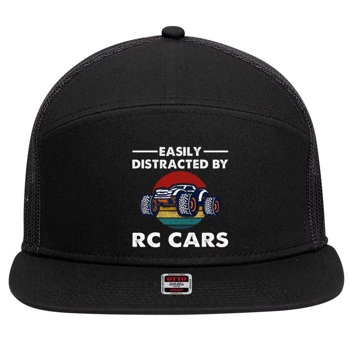 Easily Distracted By RC Cars RC Car Racing Lover Enthusiasts 7 Panel Mesh Trucker Snapback Hat