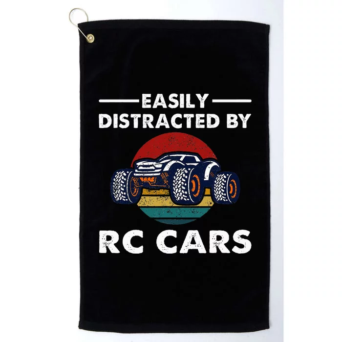 Easily Distracted By RC Cars RC Car Racing Lover Enthusiasts Platinum Collection Golf Towel