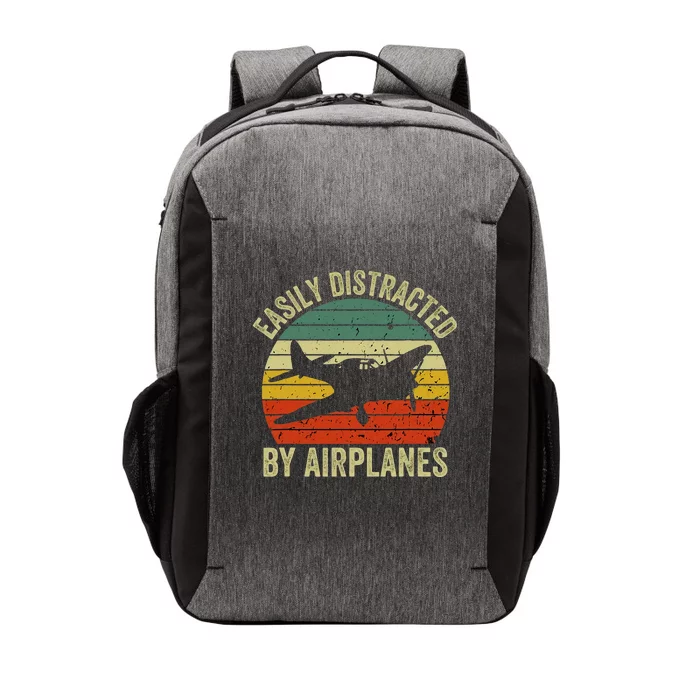 Easily Distracted By Airplanes Lover Pilot Funny Aviation Vector Backpack