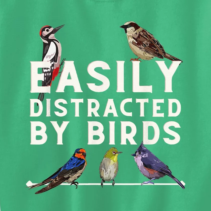 Easily Distracted By Birds Funny Bird Lover Birdwatching Kids Sweatshirt