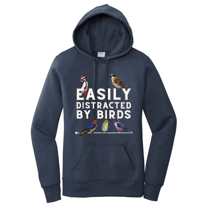 Easily Distracted By Birds Funny Bird Lover Birdwatching Women's Pullover Hoodie