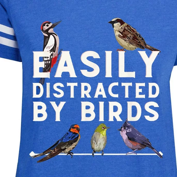 Easily Distracted By Birds Funny Bird Lover Birdwatching Enza Ladies Jersey Football T-Shirt